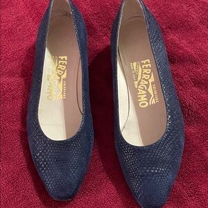 Salvatore Ferragamo Navy Blue Flats